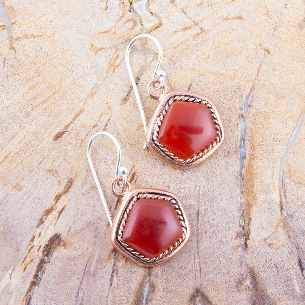 Abstract Carnelian Copper Earrings Barse Jewelry