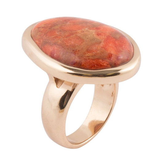 Abstract Orange Sponge Coral Ring Genuine Bronze