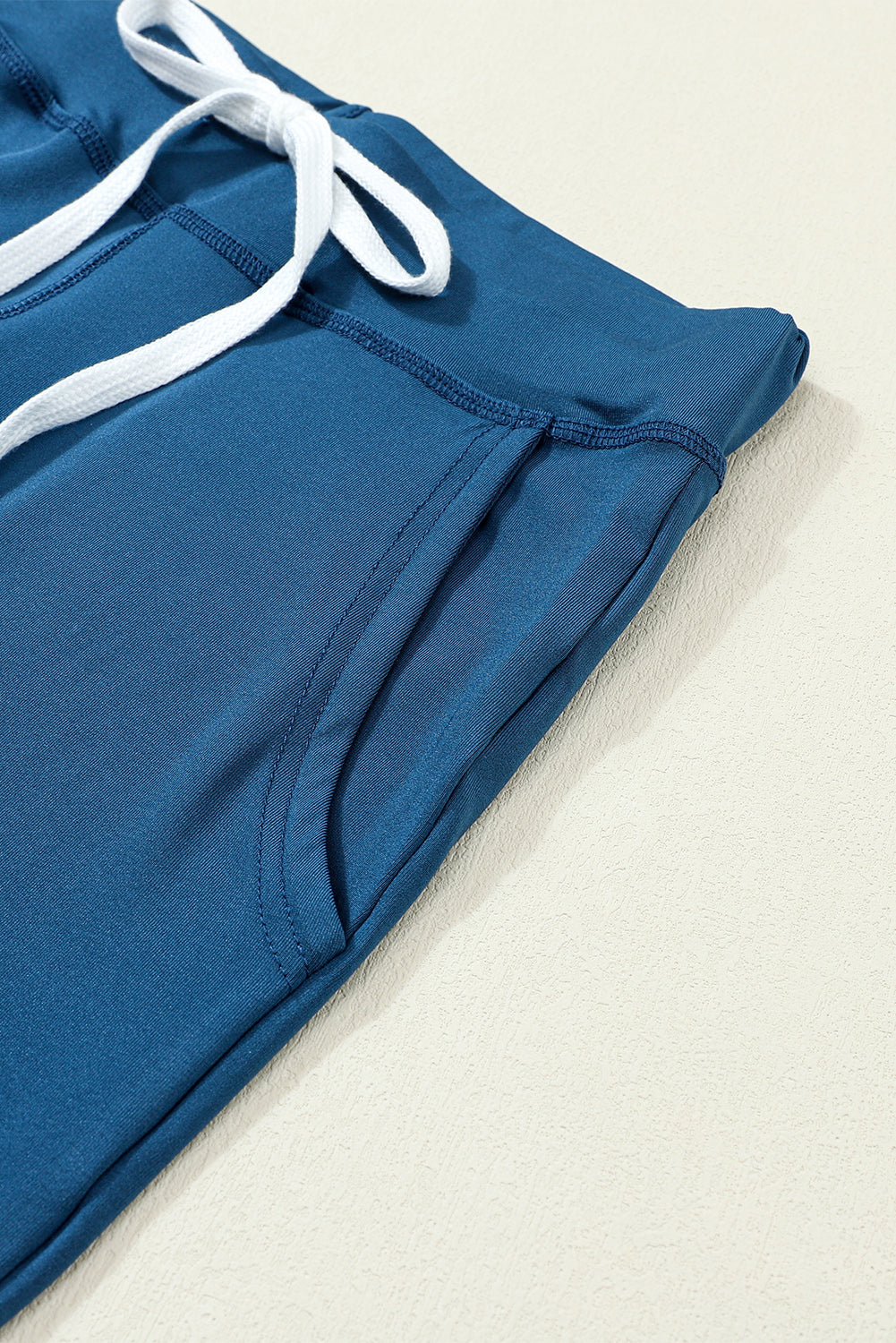 Blue Drawstring Waist Pocketed Joggers Relaxed Fit