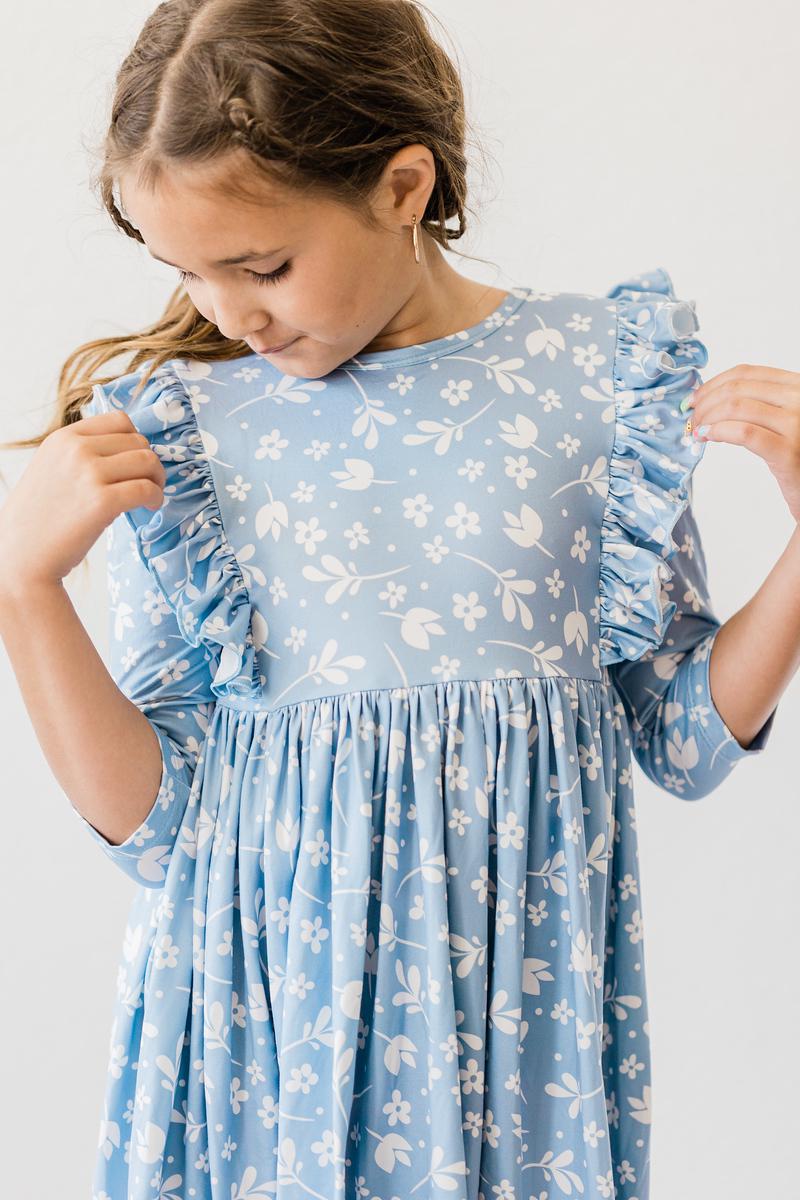 Bluebell 3/4 Sleeve Ruffle Twirl Dress Mila & Rose