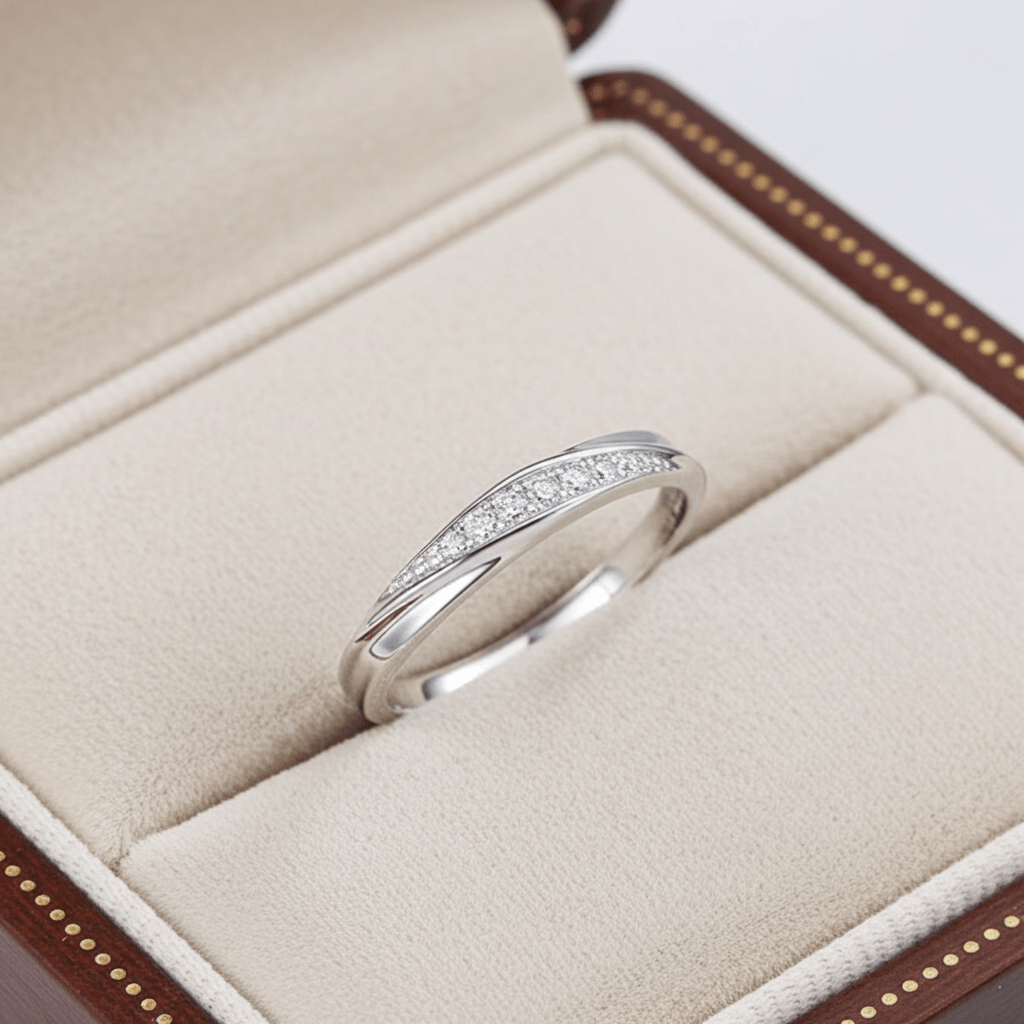 Adjustable Clear Zircon Twisted Ring 999 Sterling Silver
