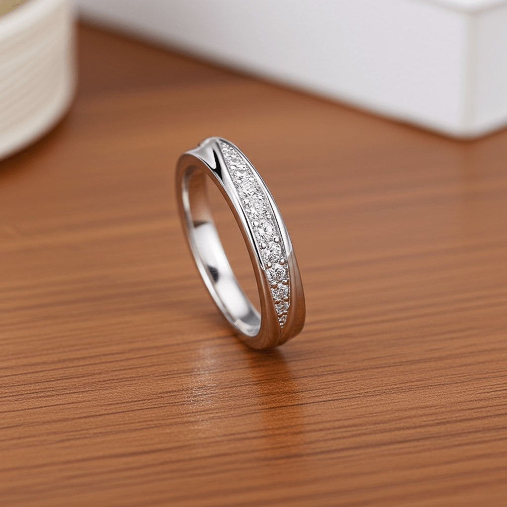Adjustable Clear Zircon Twisted Ring 999 Sterling Silver