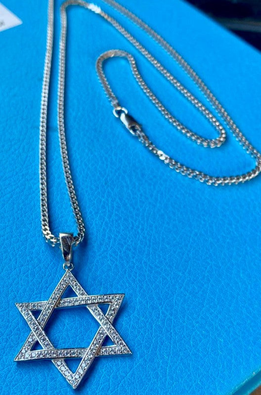 Silver Star of David Necklace 925 Sterling Silver