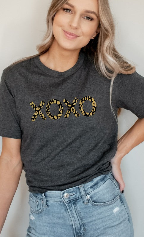 Metallic Gold Leopard Print XOXO PLUS Graphic Tee