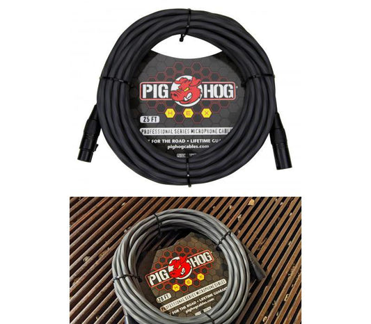 Pig Hog PHMH25GR Hex Series Mic Cable, Grey 25ft-NEW