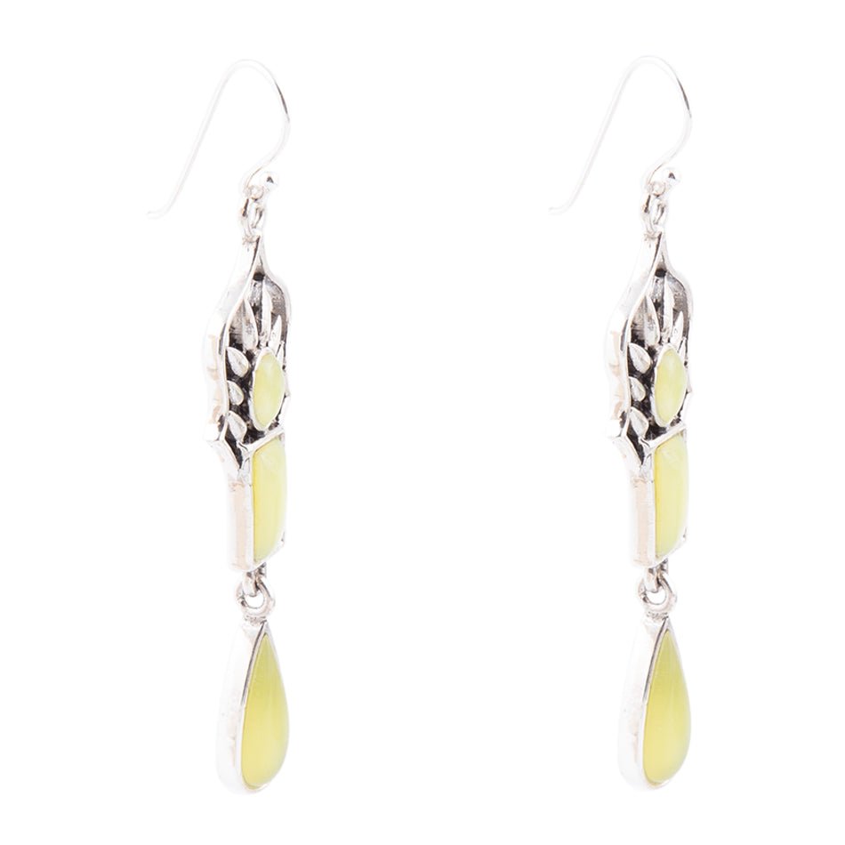 Albie Yellow Jade and Sterling Silver Drop Earrings
