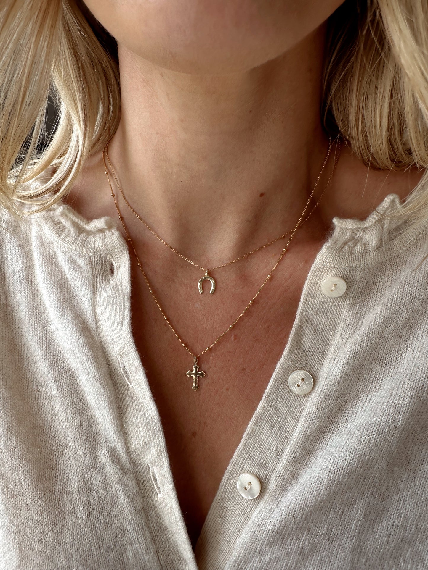 Colt Horseshoe Charm Necklace 16' Chain 14k Gold Filled or Sterling Silver