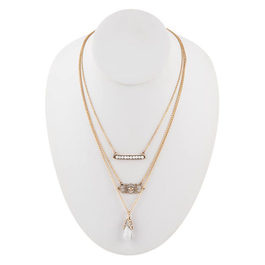 White Howlite Adjustable Bronze Layered Necklace Barse Jewelry