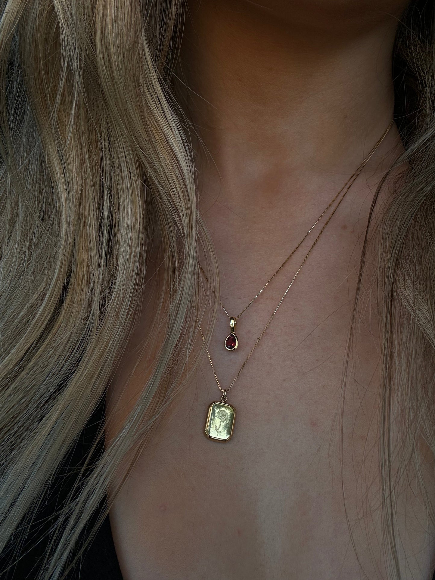 Teardrop Cubic Zirconia Birthstone Necklace 18k Gold Over Brass