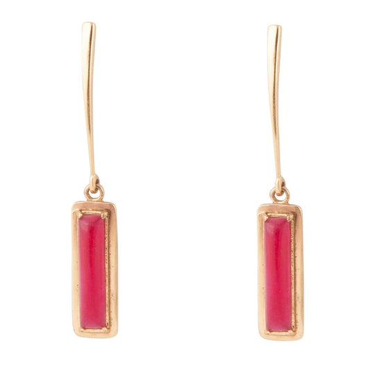 Alpine Red Bordeaux Quartz and Golden Bronze Drop Earrings