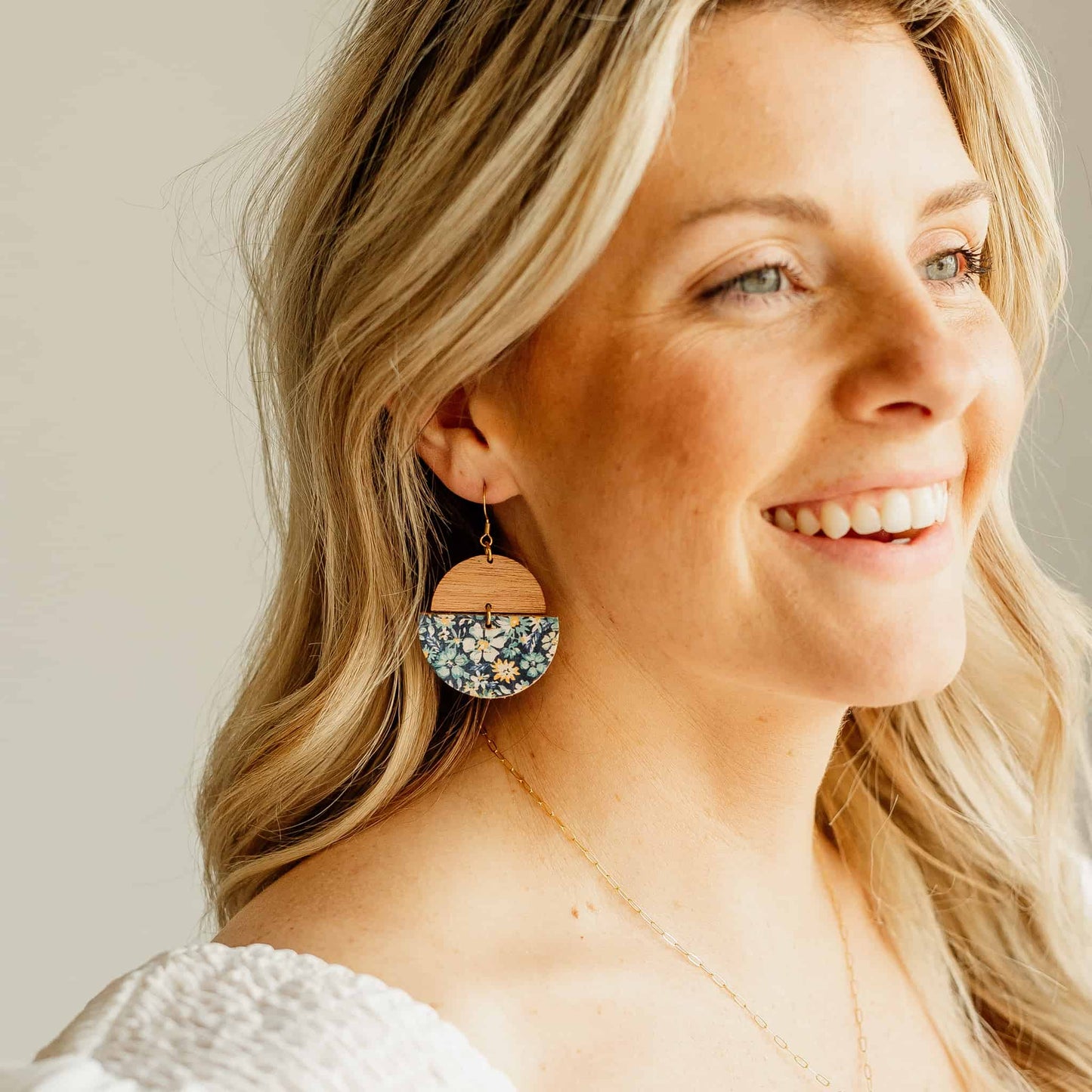 Alpine Summer Floral Wood Earrings Claire by Sela Designs
