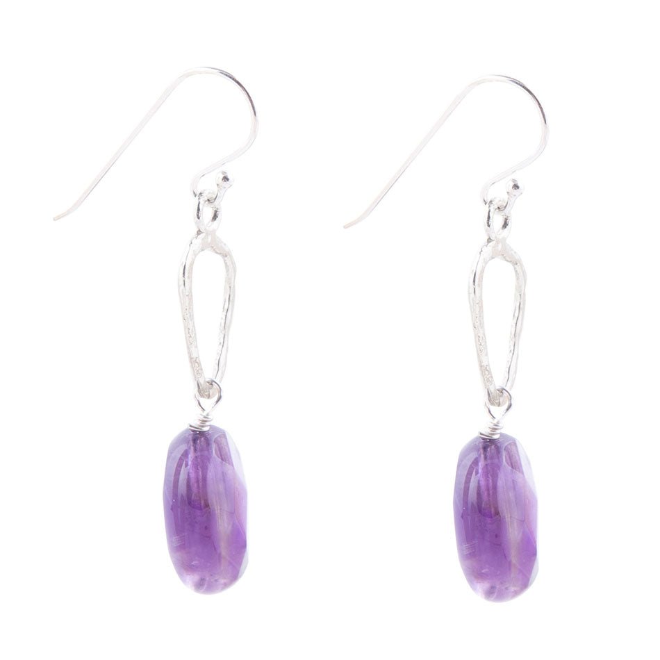 Amethyst and Sterling Silver Drop Earrings