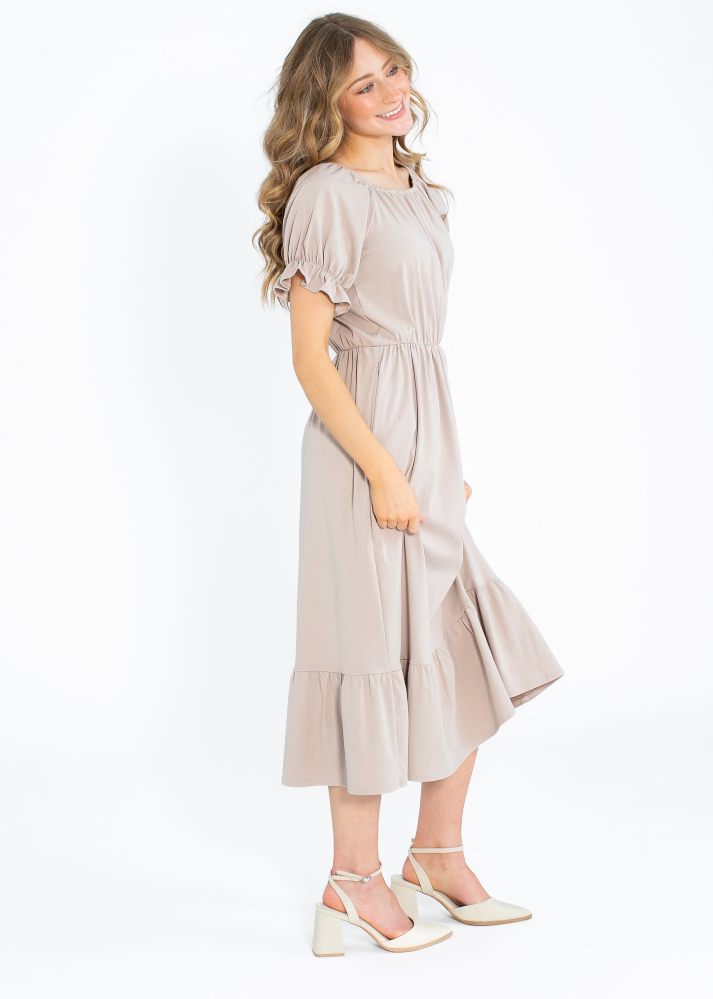 Amy Puff Sleeve Midi Dress