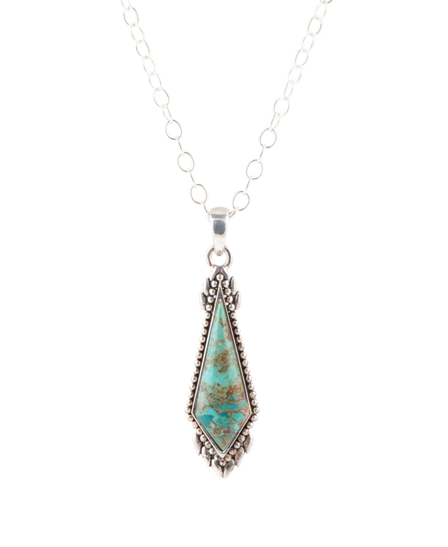 Anemone Long Diamond Turquoise and Sterling Silver Necklace