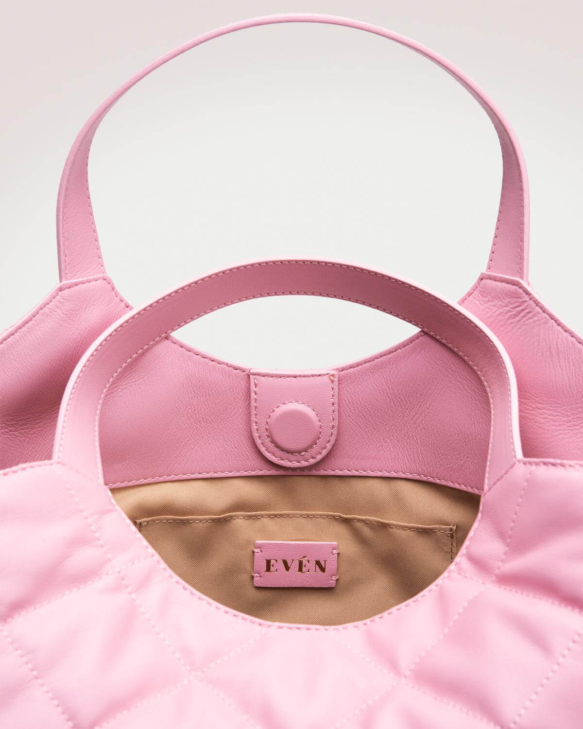 Large Shopper Tote Pink Lambskin Leather Bag Anne