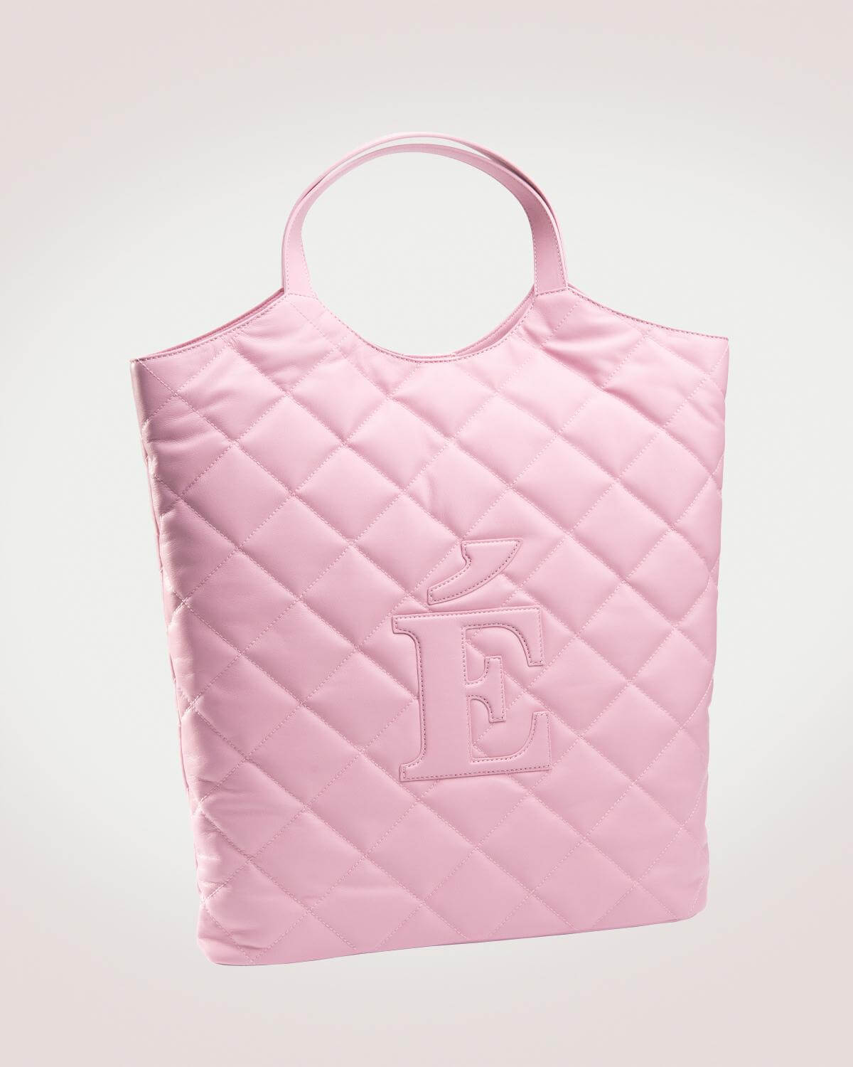 Large Shopper Tote Pink Lambskin Leather Bag Anne
