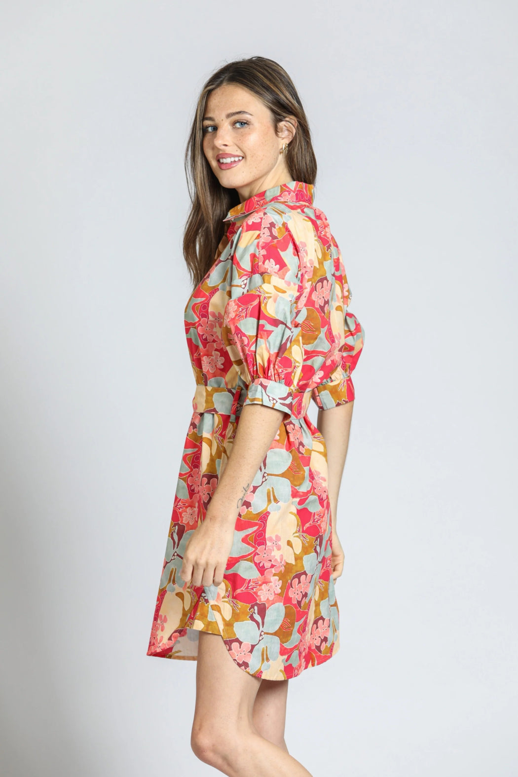 APNY FLORAL SHIRT DRESS