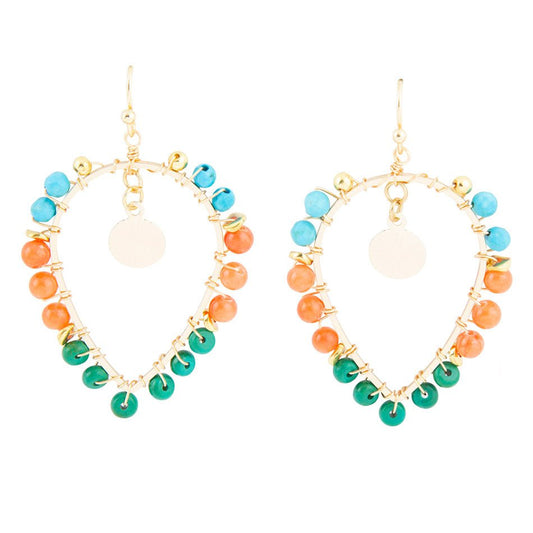 Apricot Teals Multicolor Golden Statement Earrings
