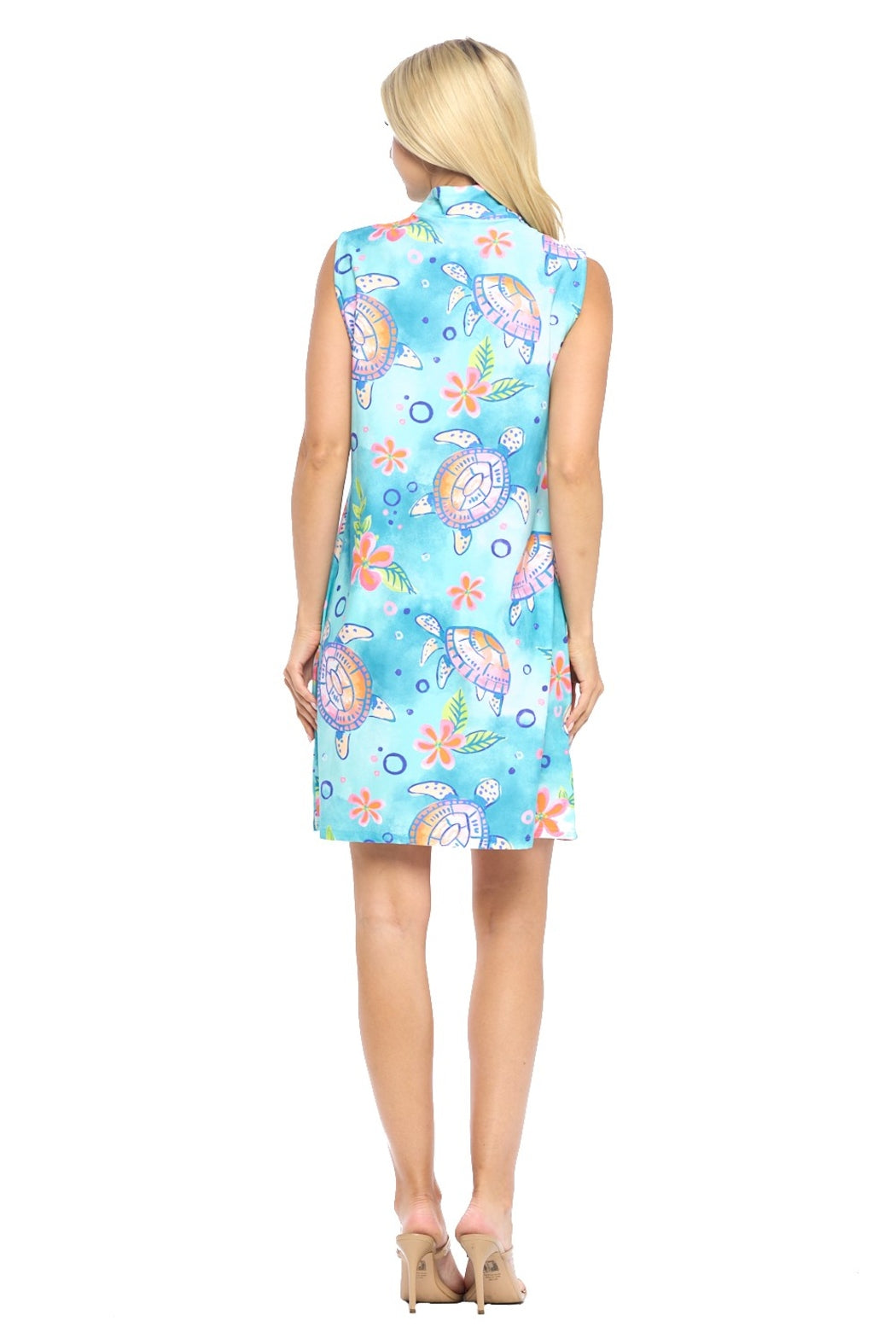 Mint Mid-Zip Mock Neck Dress