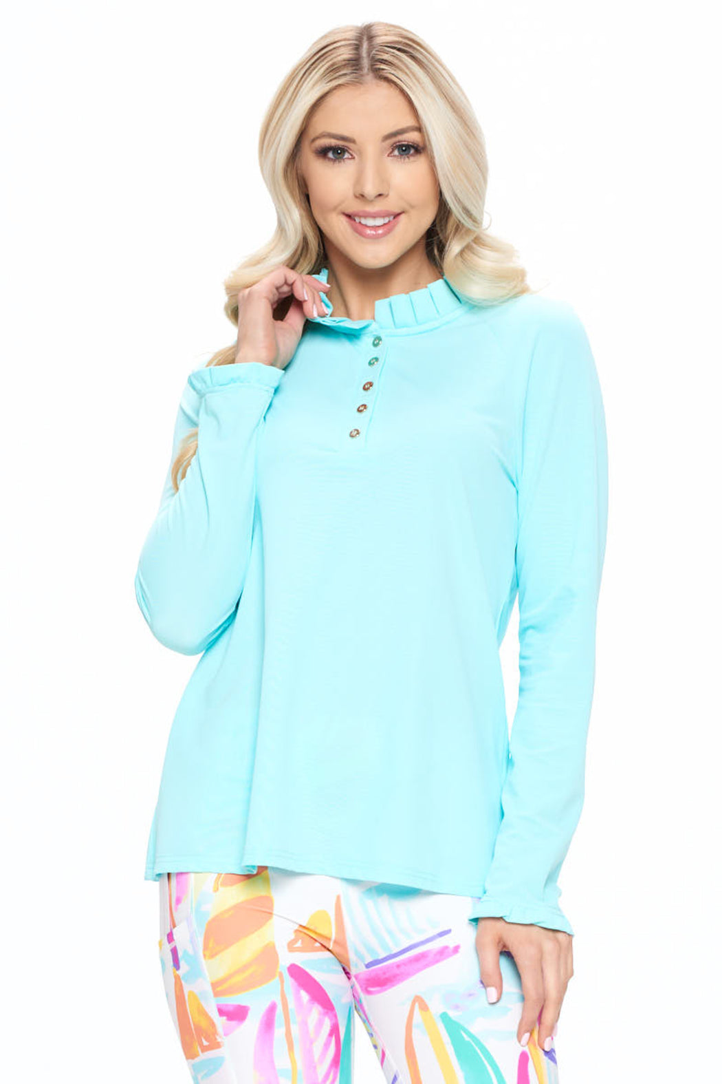 Mint Pleated Neck Pullover