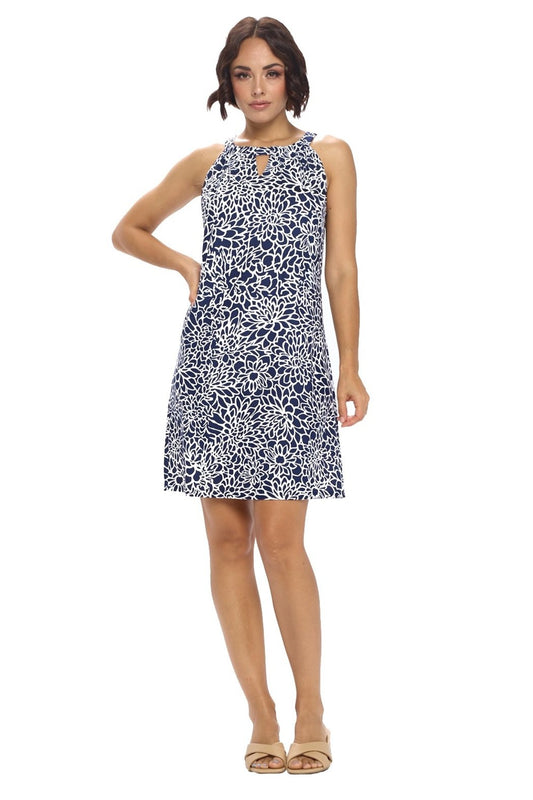 Navy Keyhole Shift Dress