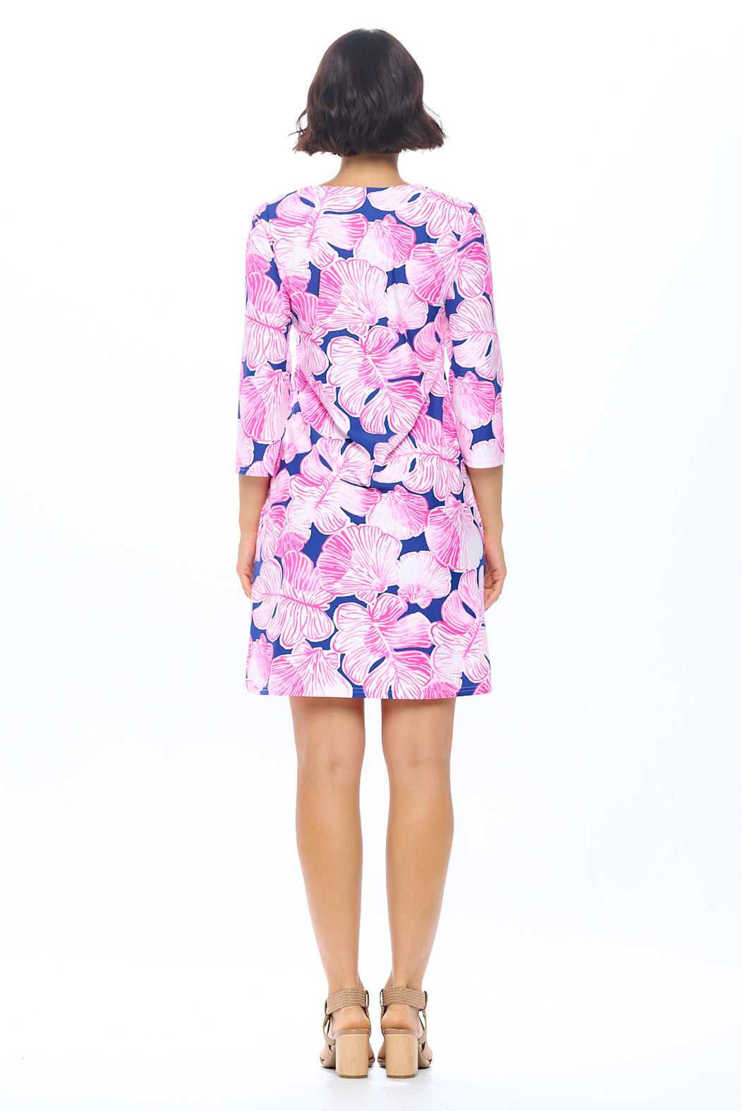 Navy Split Neck Dress