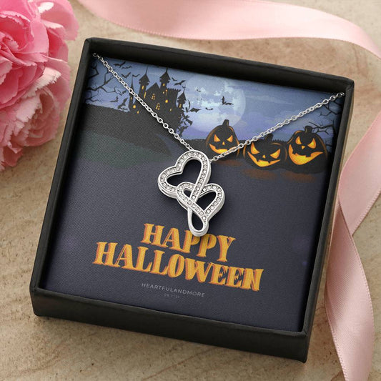 Halloween Necklace Halloween Lover Gift Necklace Gift For Wife Halloween Gifts To My Spooktastic Wife Gift For Wife Gi Double Hearts Necklace