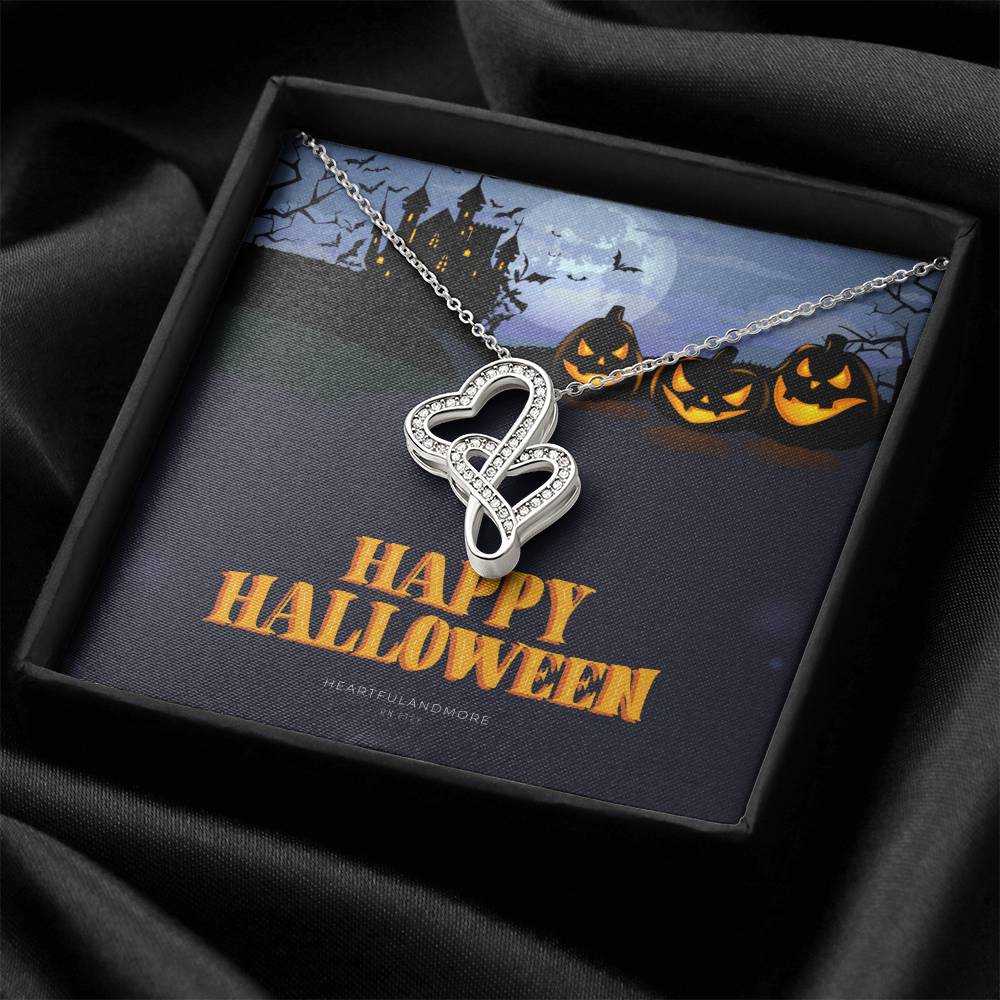 Halloween Necklace Halloween Lover Gift Necklace Gift For Wife Halloween Gifts To My Spooktastic Wife Gift For Wife Gi Double Hearts Necklace