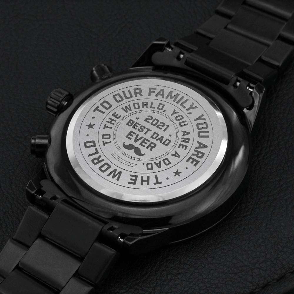 2021 Best Dad Ever Engraving Chronograph Watch