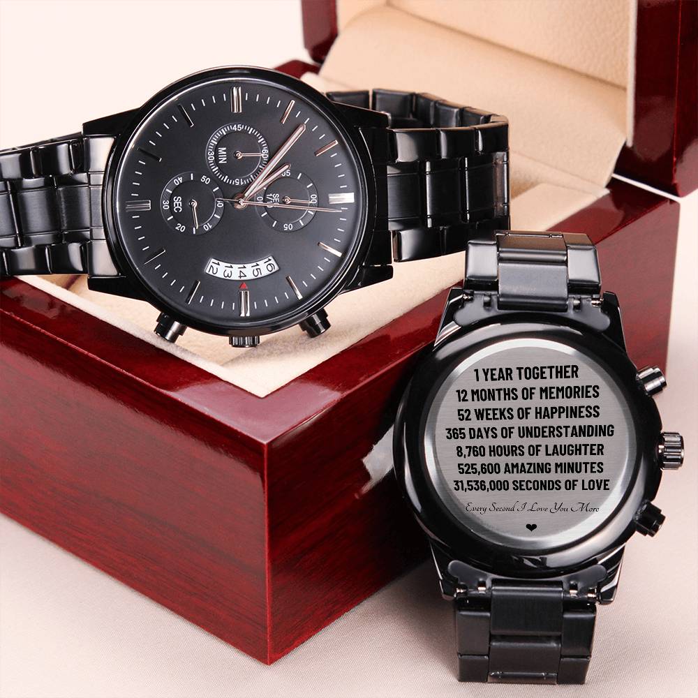 1 Year Anniversary Gift For Boyfriend Long Distance Relationship Gift For Men 1st Anniversary Gift For Husband Engraved Watch For Men Engraving Chronograph Watch
