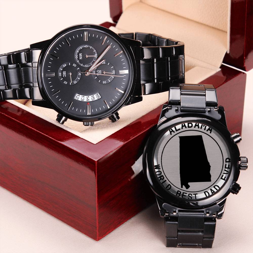 Alabama Best Dad Ever Engraving Chronograph Watch
