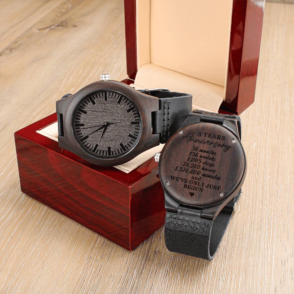 3Rd Anniversary Wooden Watch For Him Anniversary Gift For Husband Sentimental Gift From Wife Engraved Wooden Watch