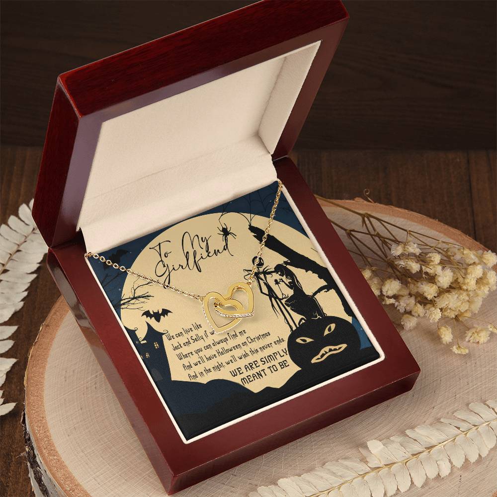 To My Girlfriend Necklace Halloween Gift Interlocking Hearts Necklace
