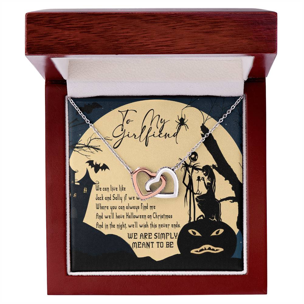 To My Girlfriend Necklace Halloween Gift Interlocking Hearts Necklace