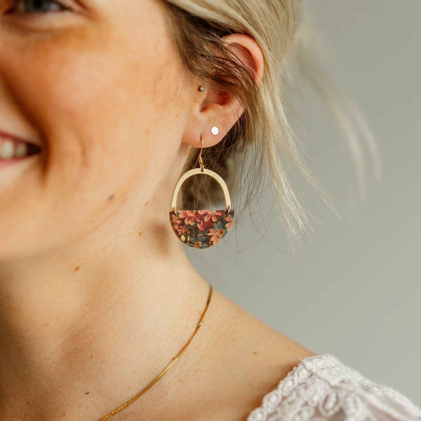 Autumn Flowers Moody Fall Floral Lightweight Earrings Sela Designs