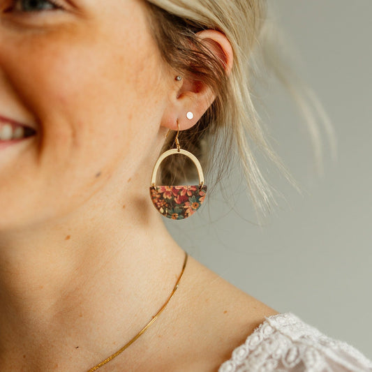 Autumn Flowers Moody Fall Floral Lightweight Earrings Sela Designs
