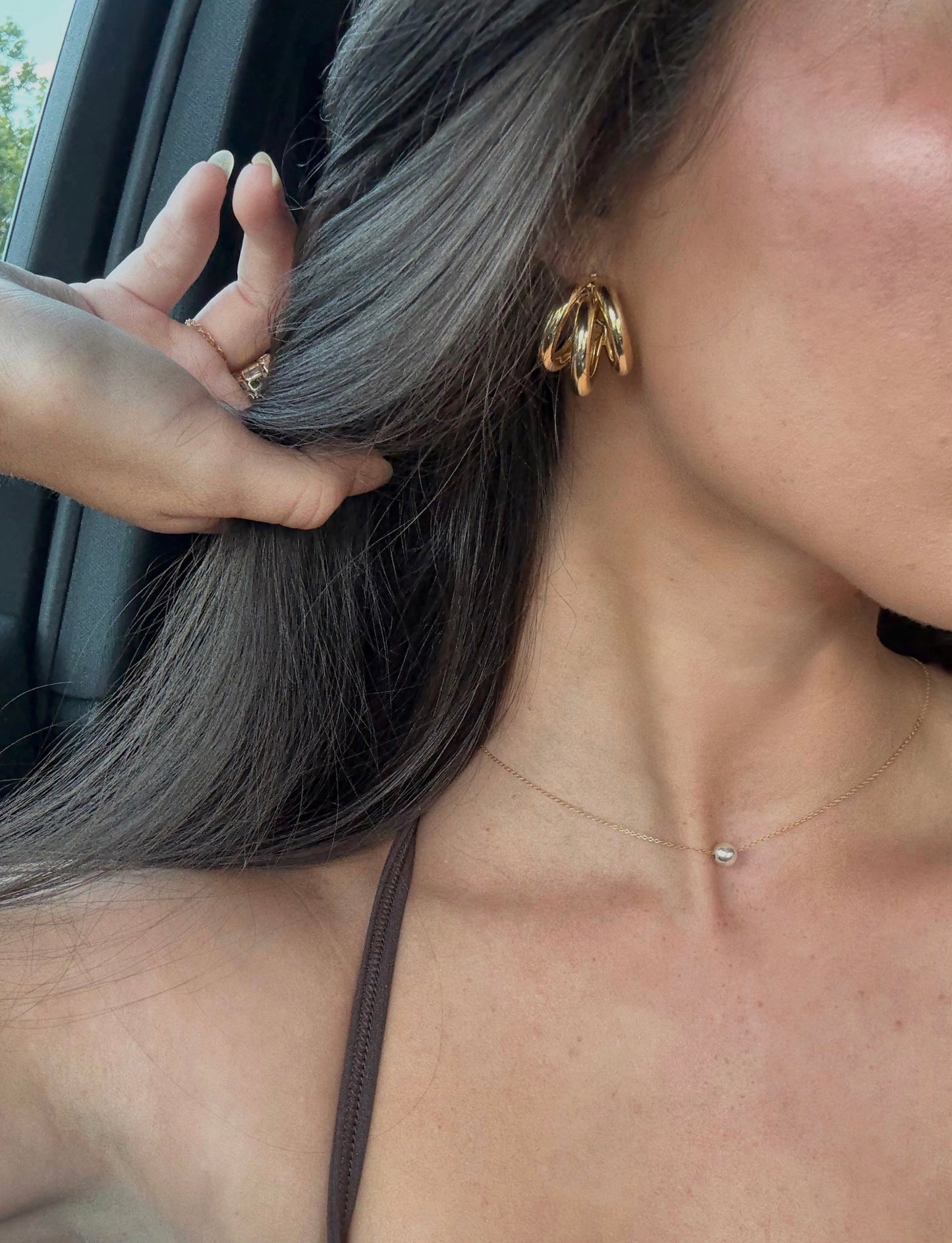 18k Gold Triple-layered Hoops 1' Post Sterling Silver Anniston Hoops The First Layer