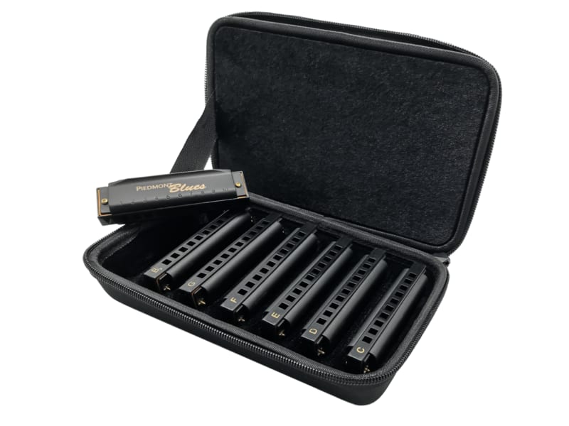 Hohner Piedmont Blues Matte Finish Harmonica Set 7-piece with Case