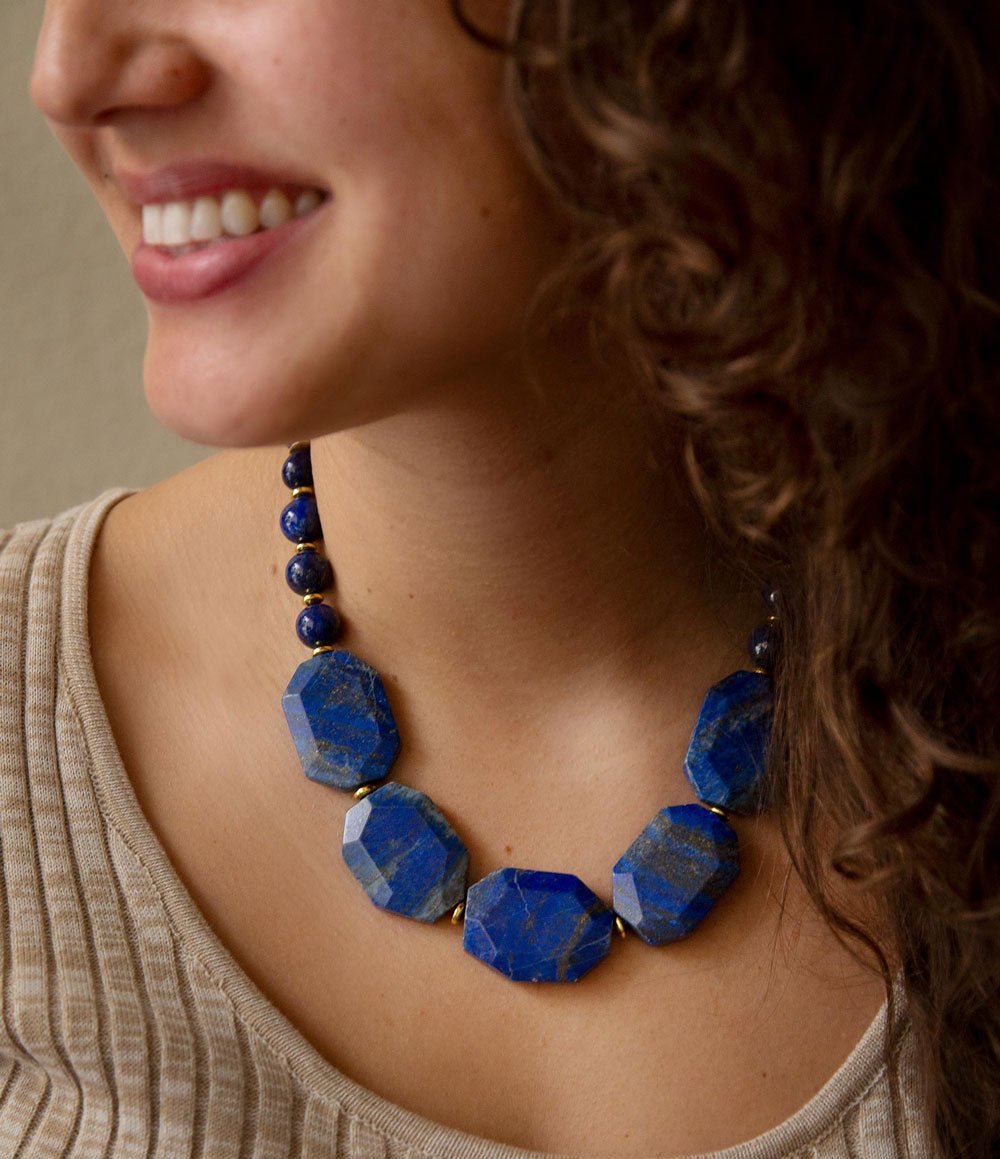 Azul Blue Lapis Golden Statement Necklace