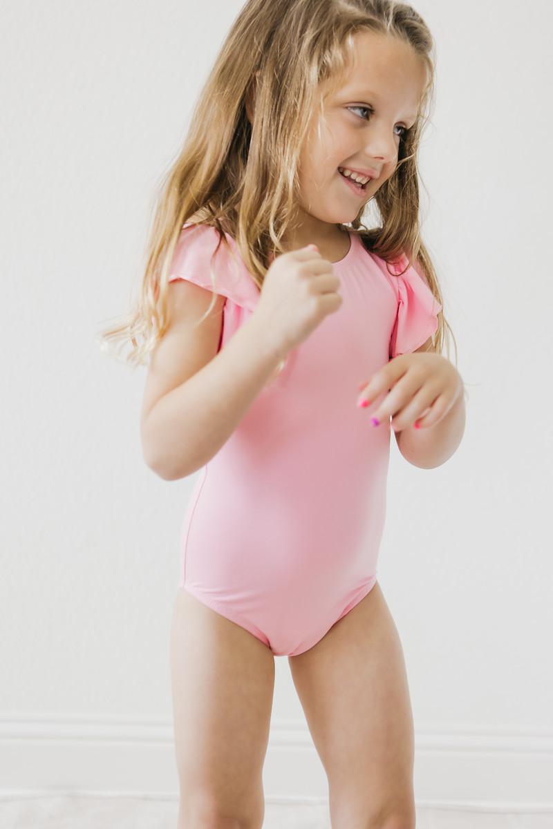 Bubblegum Pink Flutter Sleeve S/S Leotard Mila & Rose