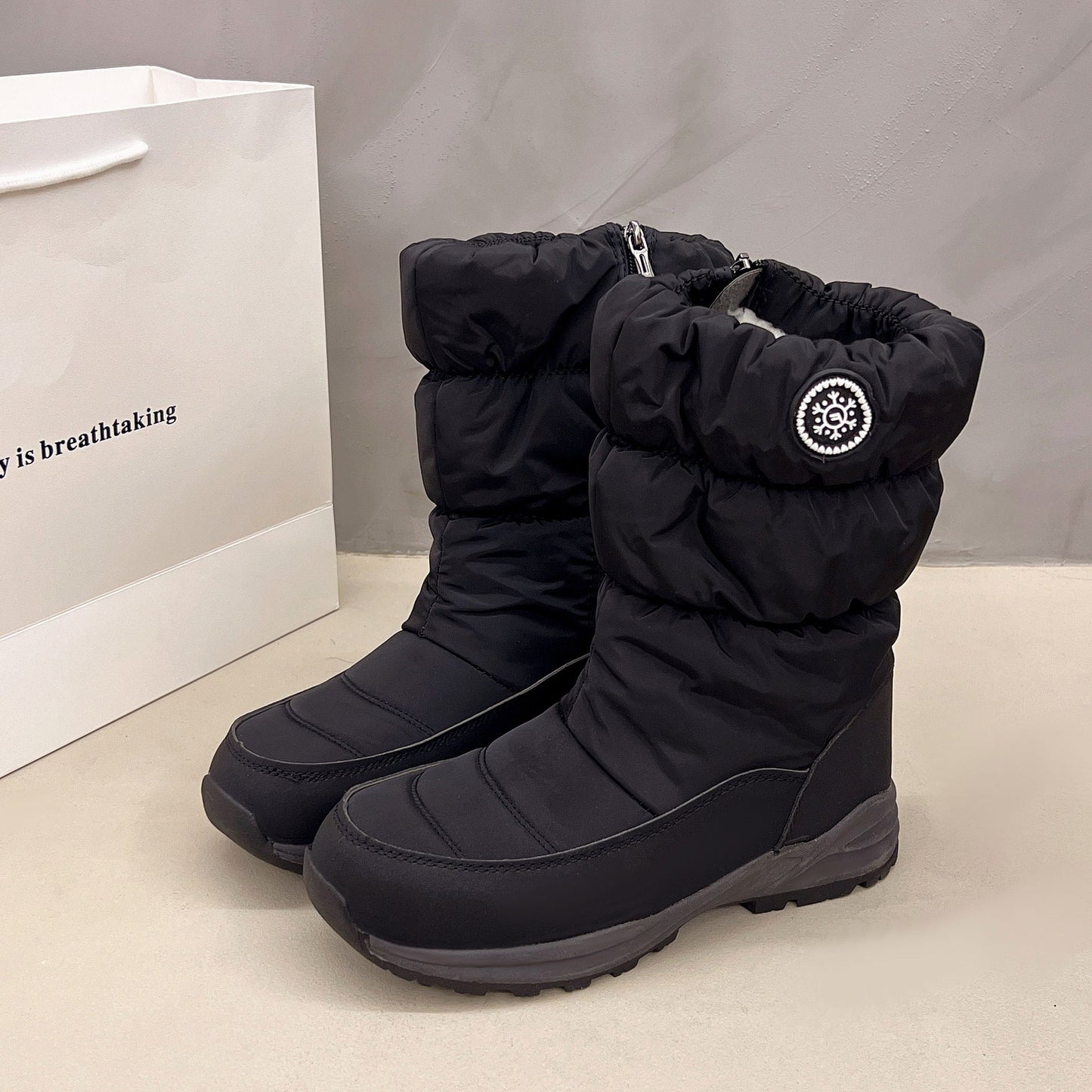 Thickened Cotton Mid-Calf Snow Boots Women