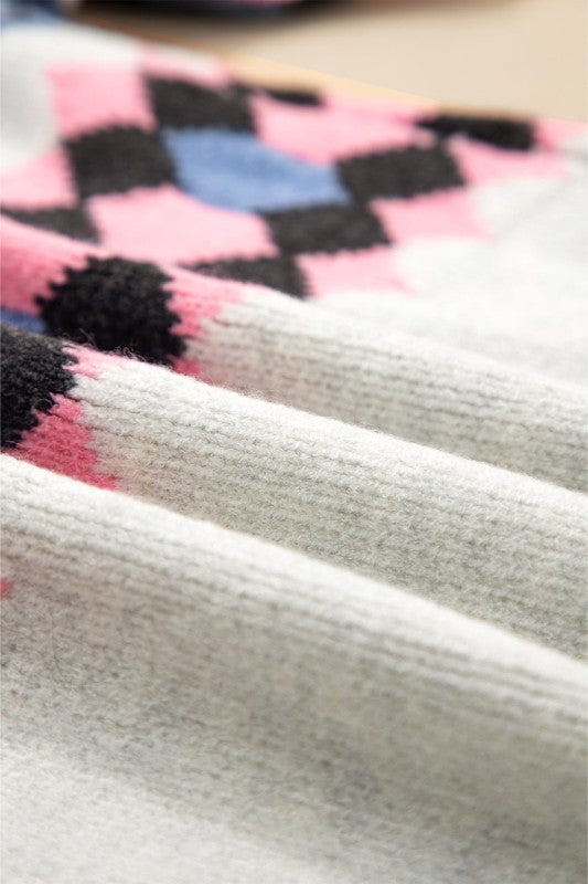 Stripe Geometric Pattern Button-Up Sweater Cardigan