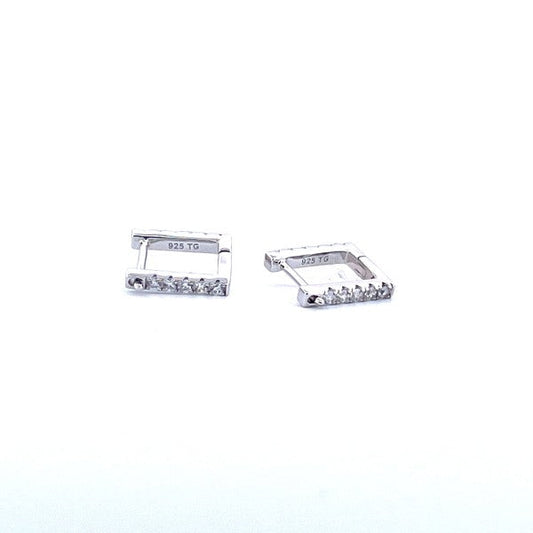 Moissanite Rectangle Hoop Earrings 925 Sterling Silver