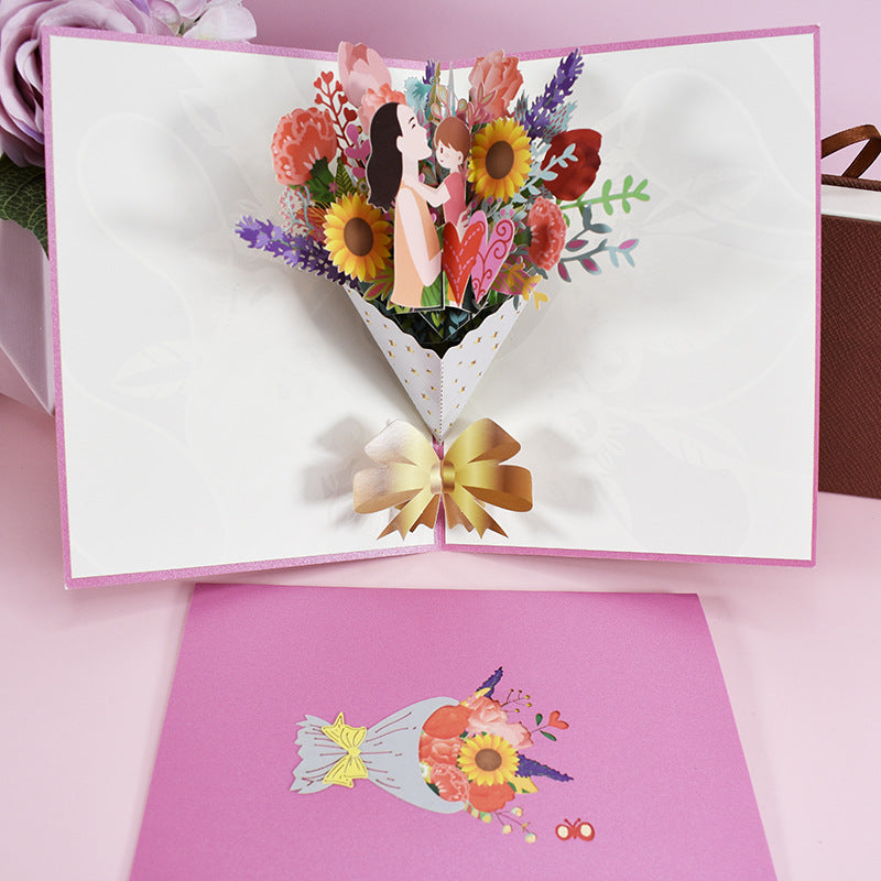 Flower Basket 3D Three-dimensional Handmade Paper Carved Greeting Card