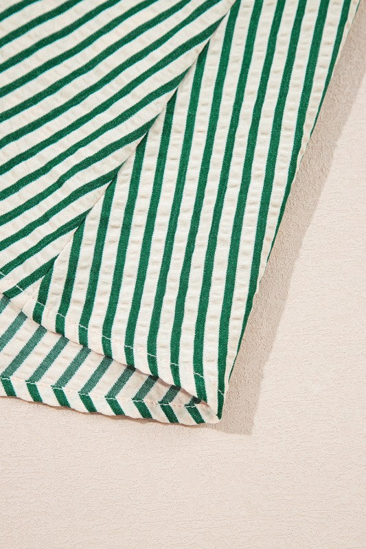 Stripe V-Neck Zip Front Midi Dress