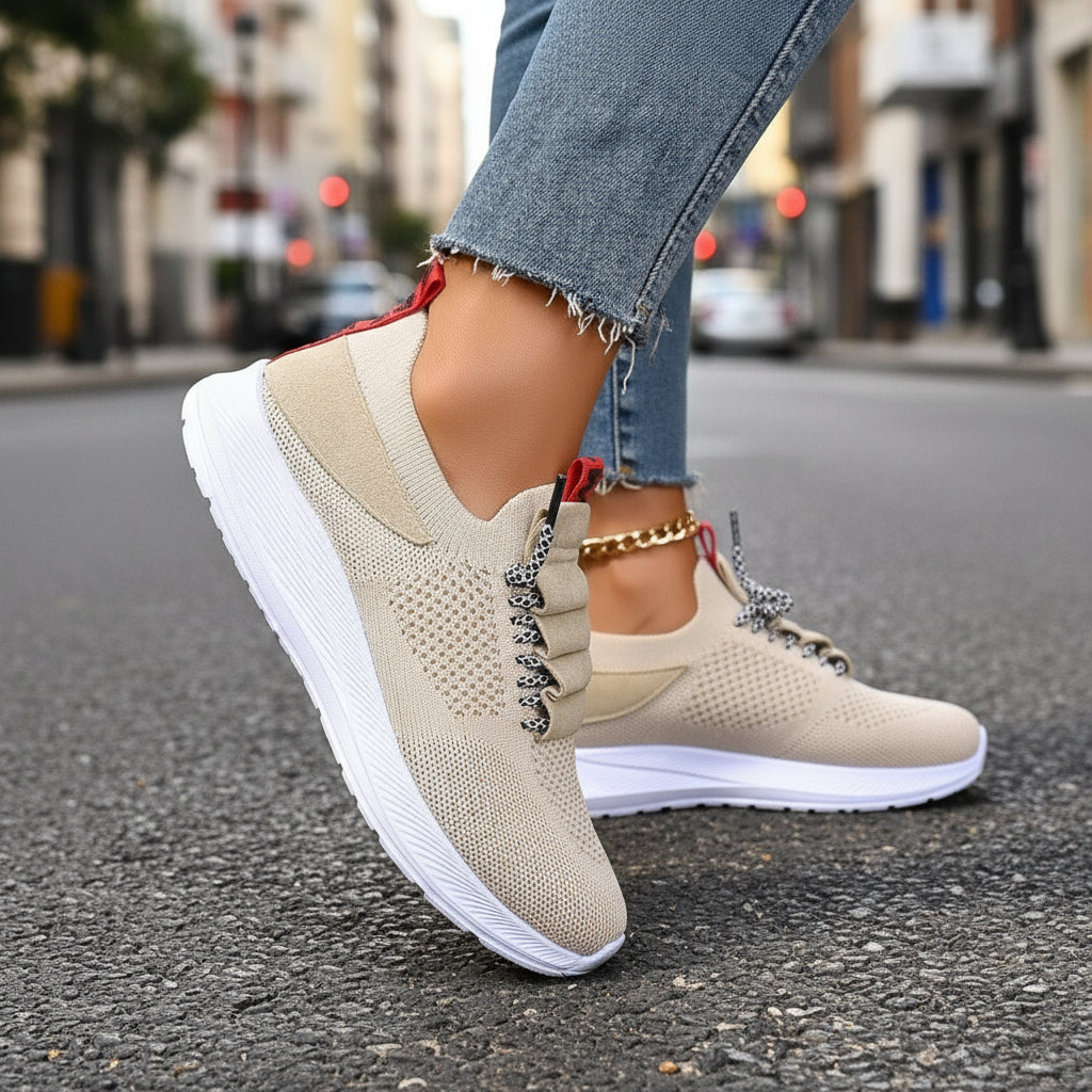 Non-Slip Round-Toe Casual Sneakers Lightweight Flat-Heel Shoes for Women
