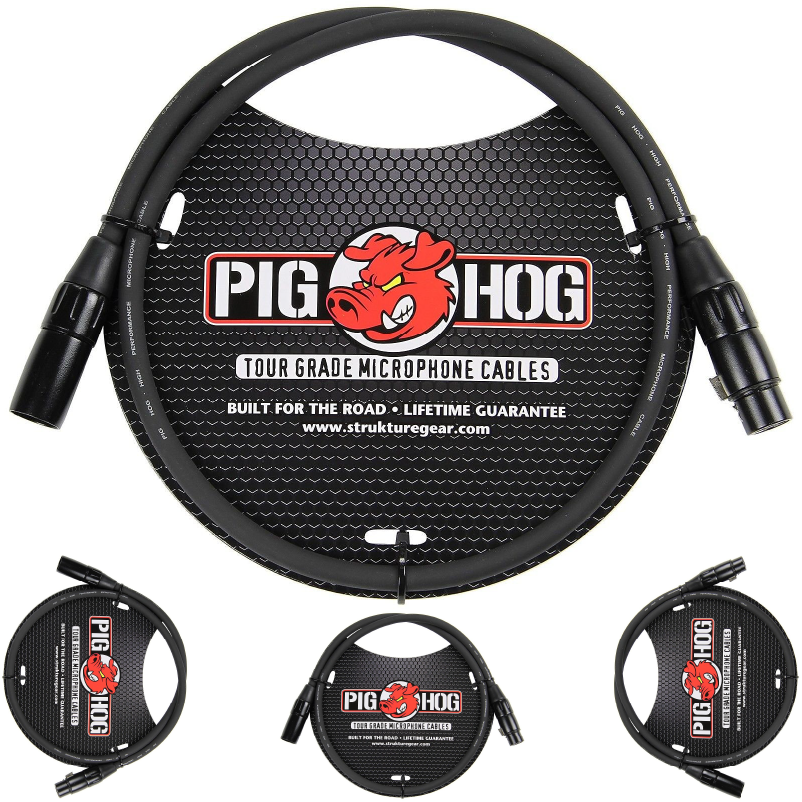 8mm Tour Grade Microphone XLR Cable 3ft Pig Hog PHM3
