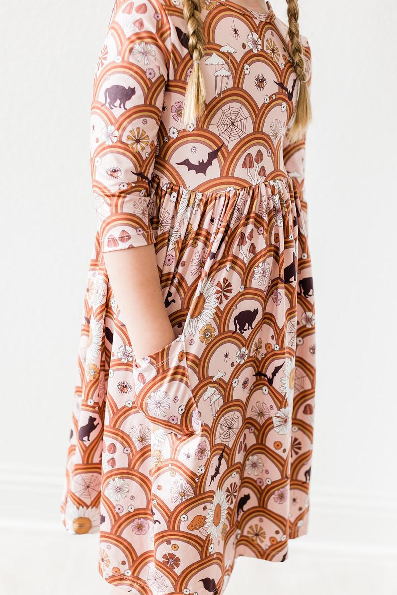Hocus Pocus Twirl Pocket 3/4 Sleeve Dress