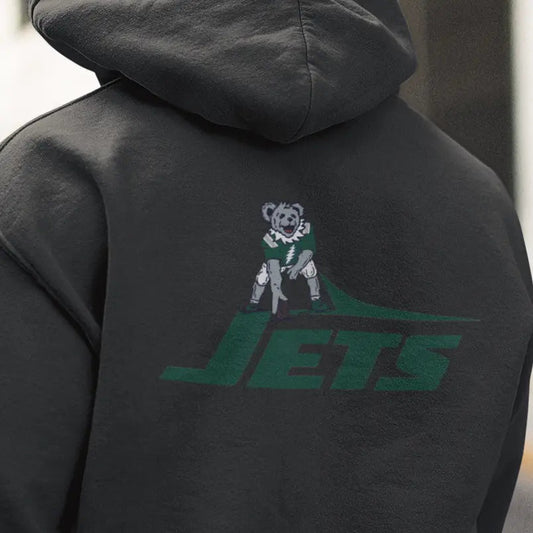 New York Jets Dancing Bear Unisex Hoodie Two-Sided The Gridiron Collection