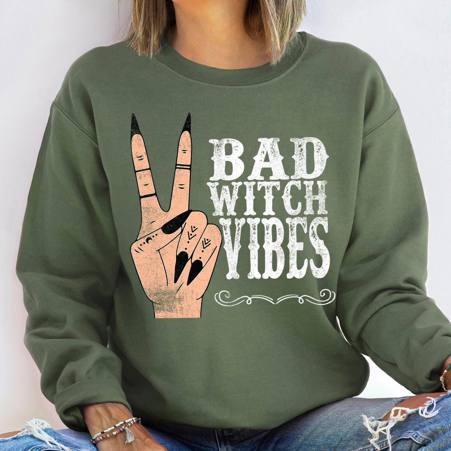 Bad Witch Vibes Vintage Halloween Sweatshirt
